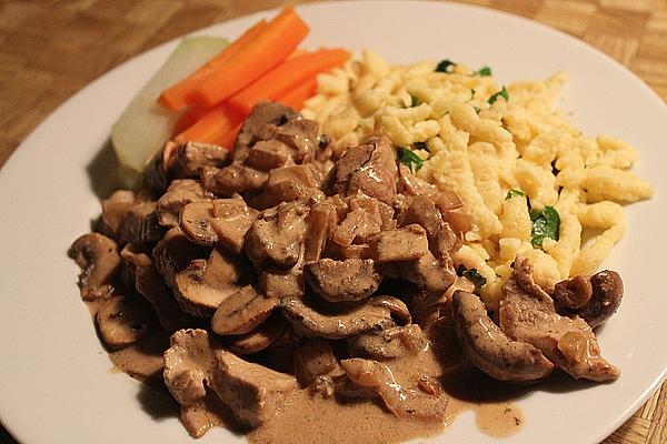 Sliced ​​meat with Mushrooms and Onions