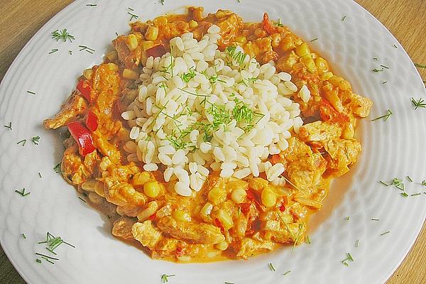 Sliced ​​turkey with Ebly in Ajvar Sauce