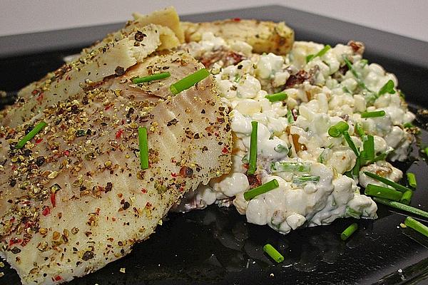 Smokeys Smoked Trout Fillets on Garlic and Basil Cottage Cheese