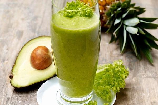 Smoothie with Lettuce, Pineapple, Avocado, Orange