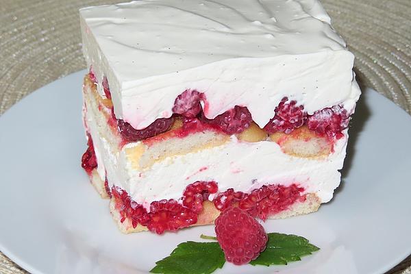 Sour Cream Slices with Raspberries
