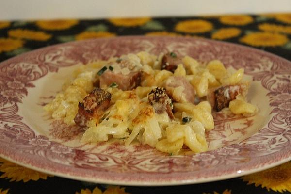 Spaetzle-Leberkäse Casserole
