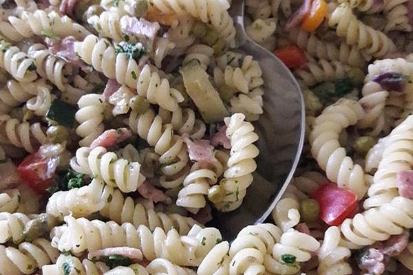 Spaetzle Pan with Ham and Vegetables in Creamy Mustard Sauce