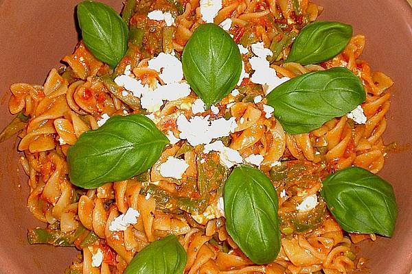 Spaghetti with Beans and Feta Cheese