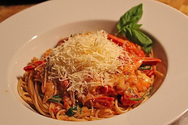 Spaghetti with King Prawns in White Wine – Cream – Sauce