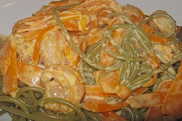 Spaghetti with Prawns and Carrots