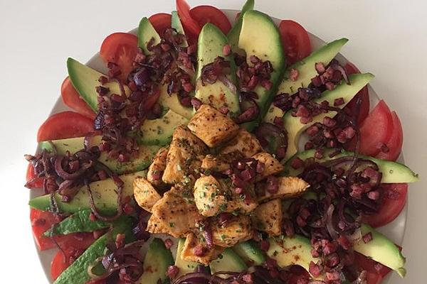 Spicy Avocado and Tomato Salad with Ham
