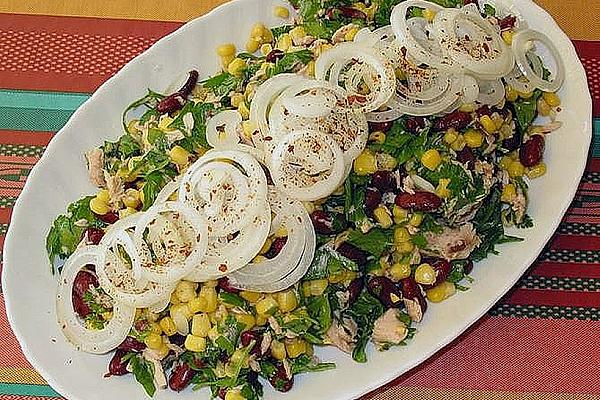 Spicy Bean Corn Salad with Tuna and Parsley