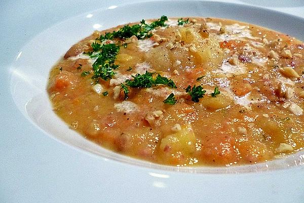 Spicy Vegetable and Potato Soup with Apple Compote