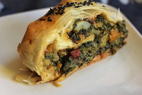 Spinach, Swiss Chard and Jerusalem Artichoke Strudel