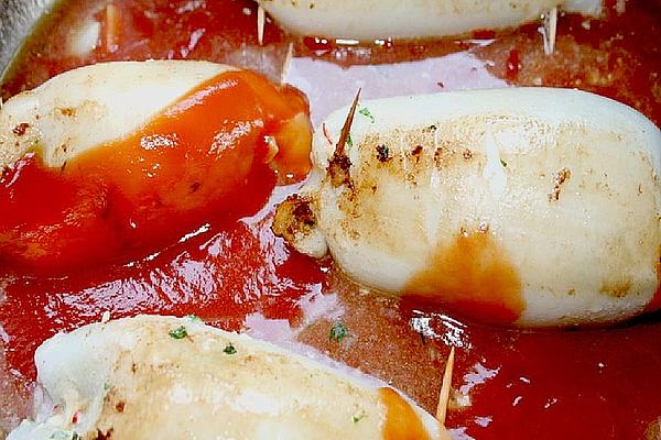 Squid Tubes Filled with Crab Meat