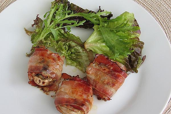 Stuffed Mushrooms with Prunes, Cheese and Bacon