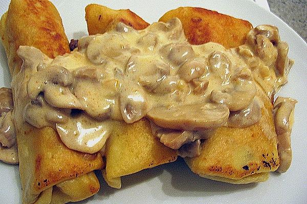 Stuffed Pancakes with Mushroom Sauce