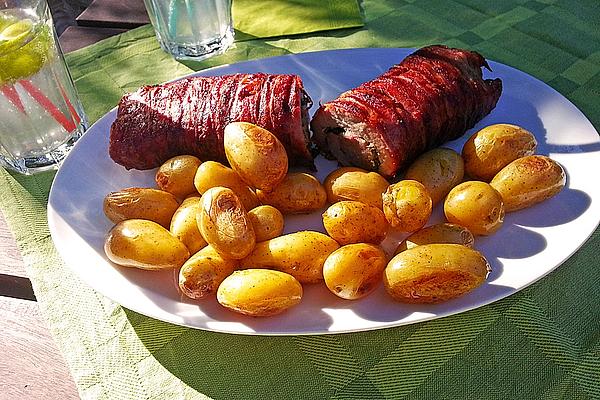 Stuffed Pork Fillet Wrapped in Bacon from Grill