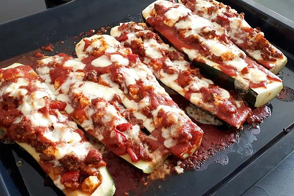 Stuffed Zucchini with Minced Meat and Feta