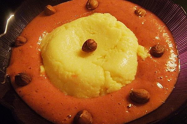 Sweet Corn Porridge on Strawberry – Banana – Vanilla – Puree