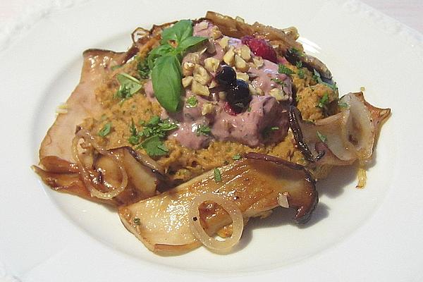 Sweet Potato and Porcini Mushroom Puree with Various Mushrooms