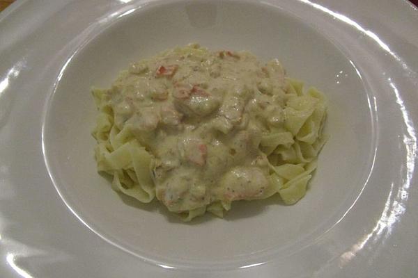 Tagliatelle in Salmon Cream with Spring Onions