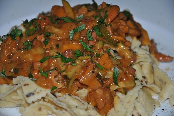 Tagliatelle in Zucchini – Chanterelle – Cream Sauce