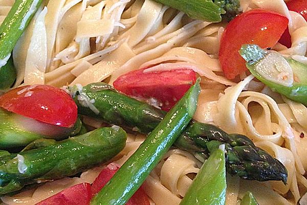 Tagliatelle with Fried Green Asparagus