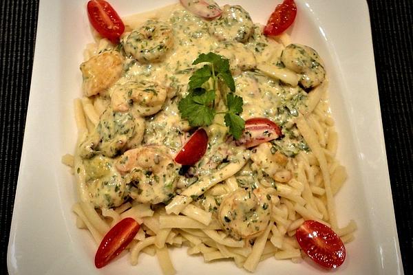 Tagliatelle with King Prawns in Fine Sauce