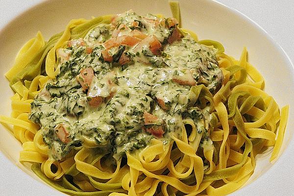 Tagliatelle with Wild Garlic and Tomato Sauce