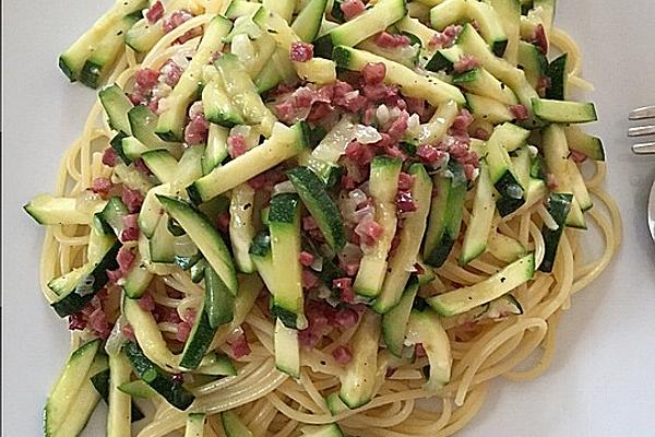Tagliatelle with Zucchini and Bacon
