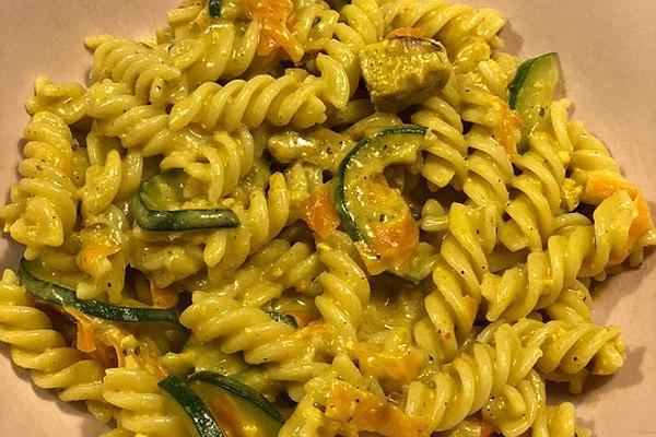 Tofu and Zucchini Curry with Noodles