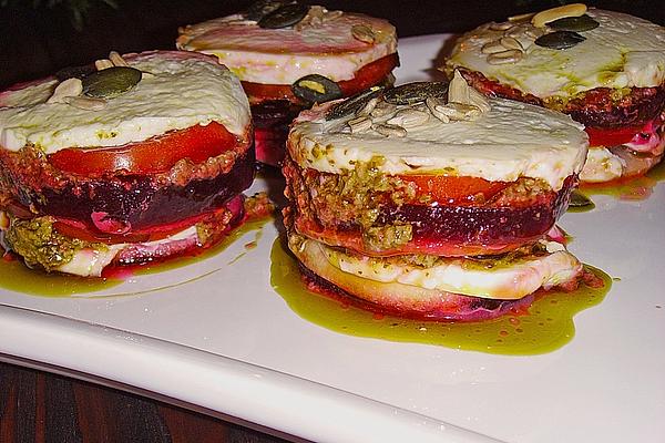 Tomato Mozzarella Tower with Pesto