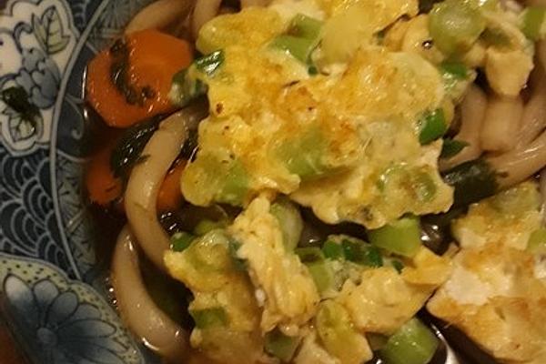 Udon with Egg and Spring Onion