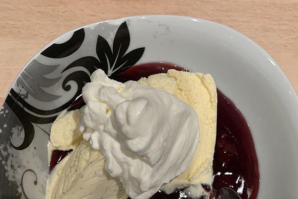 Vanilla Ice Cream with Hot Cherries