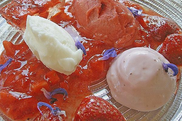 Variations Of Strawberries with Black Locust Sorbet