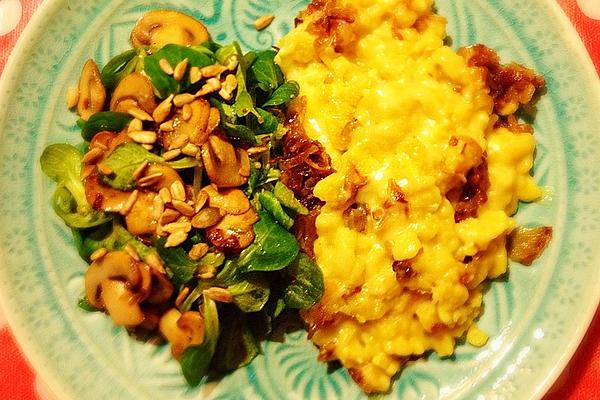 Vegan Cheese Spaetzle with Lamb`s Lettuce