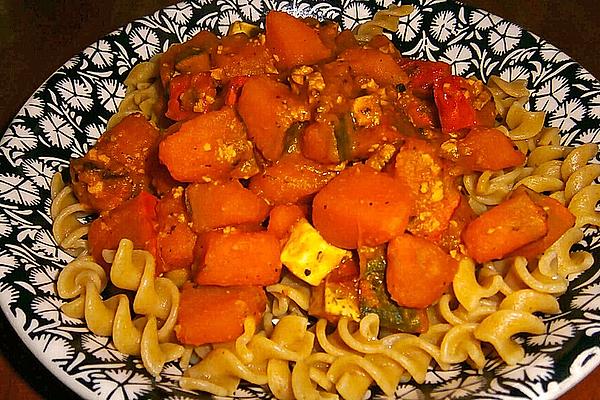 Vegan Pasta with Hokkaido Pumpkin and Smoked Tofu