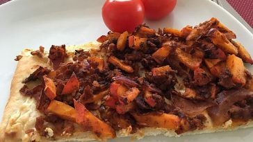 Vegan Pumpkin and Mushroom Tarte Flambée