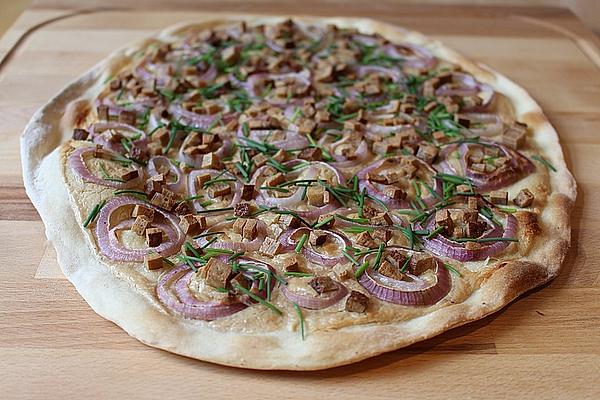 Vegan Tarte Flambée with Smoked Tofu and Cashew Butter