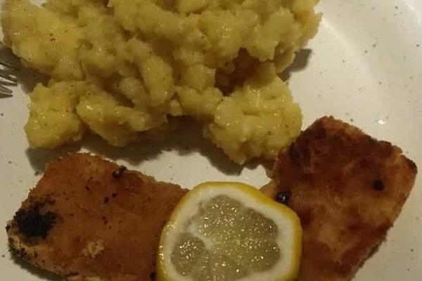 Vegan Tofu Schnitzel Served with Lemon