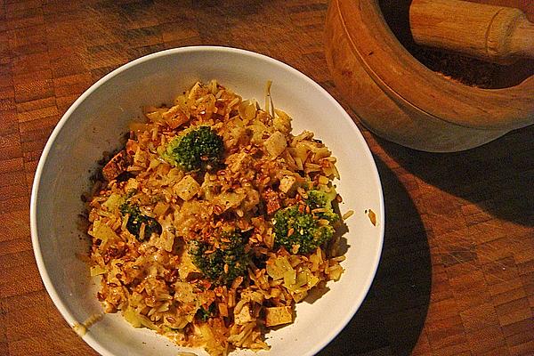 Vegan Vegetable Tofu Pan with Peanut Butter Sauce