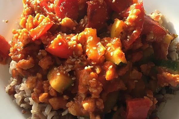 Vegan Zucchini Paprika Rice Pan