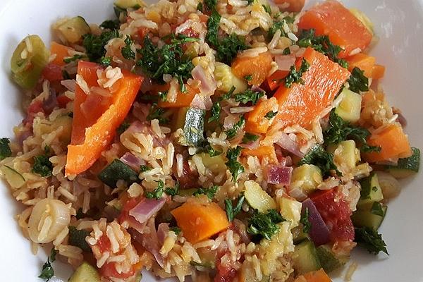 Vegetable Rice Pan with Red Lentils