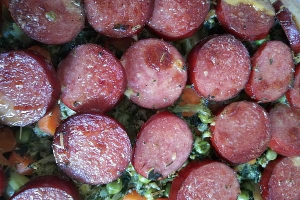 Vegetable Rösti Casserole with Cabanossi