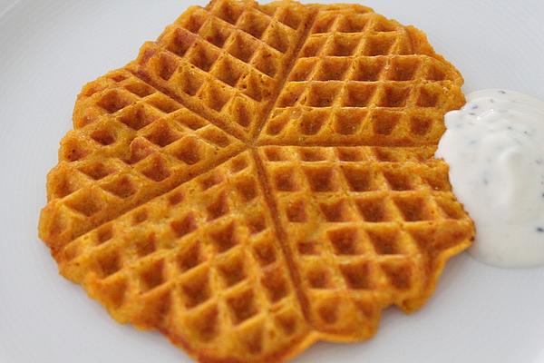 Vegetable Waffles with Quark Dip and Salad