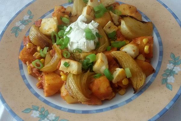 Vegetarian Western Pan with Halloumi Topping