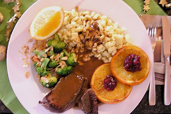 Venison Steak with Orange Slices