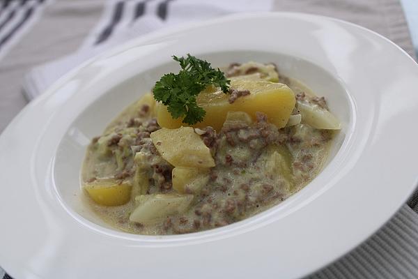 White Cabbage with Minced Meat in Bechamel Mustard Sauce