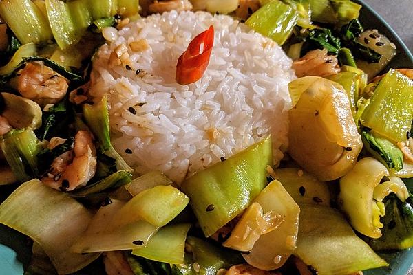 Wok Prawns with Pak Choi Vegetables