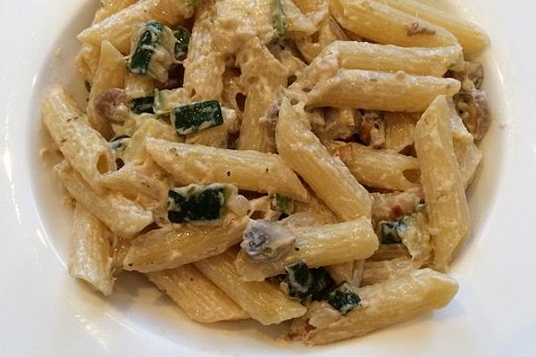 Zucchini and Mushroom Pan with Pasta