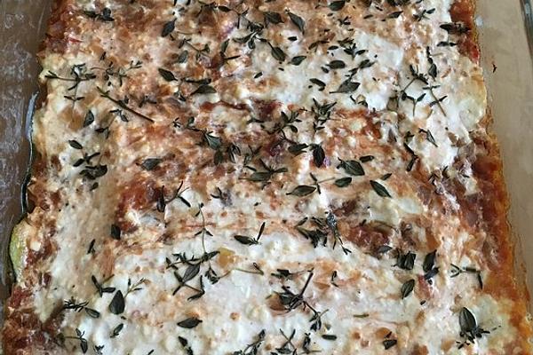 Zucchini Casserole with Sheep Cheese and Tomatoes