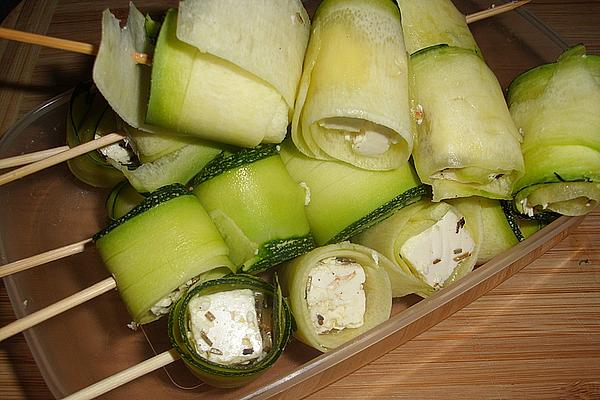 Zucchini Feta Skewers with Anti-vampire Marinade
