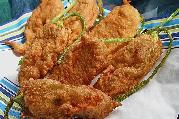 Zucchini Flowers in Wine Batter